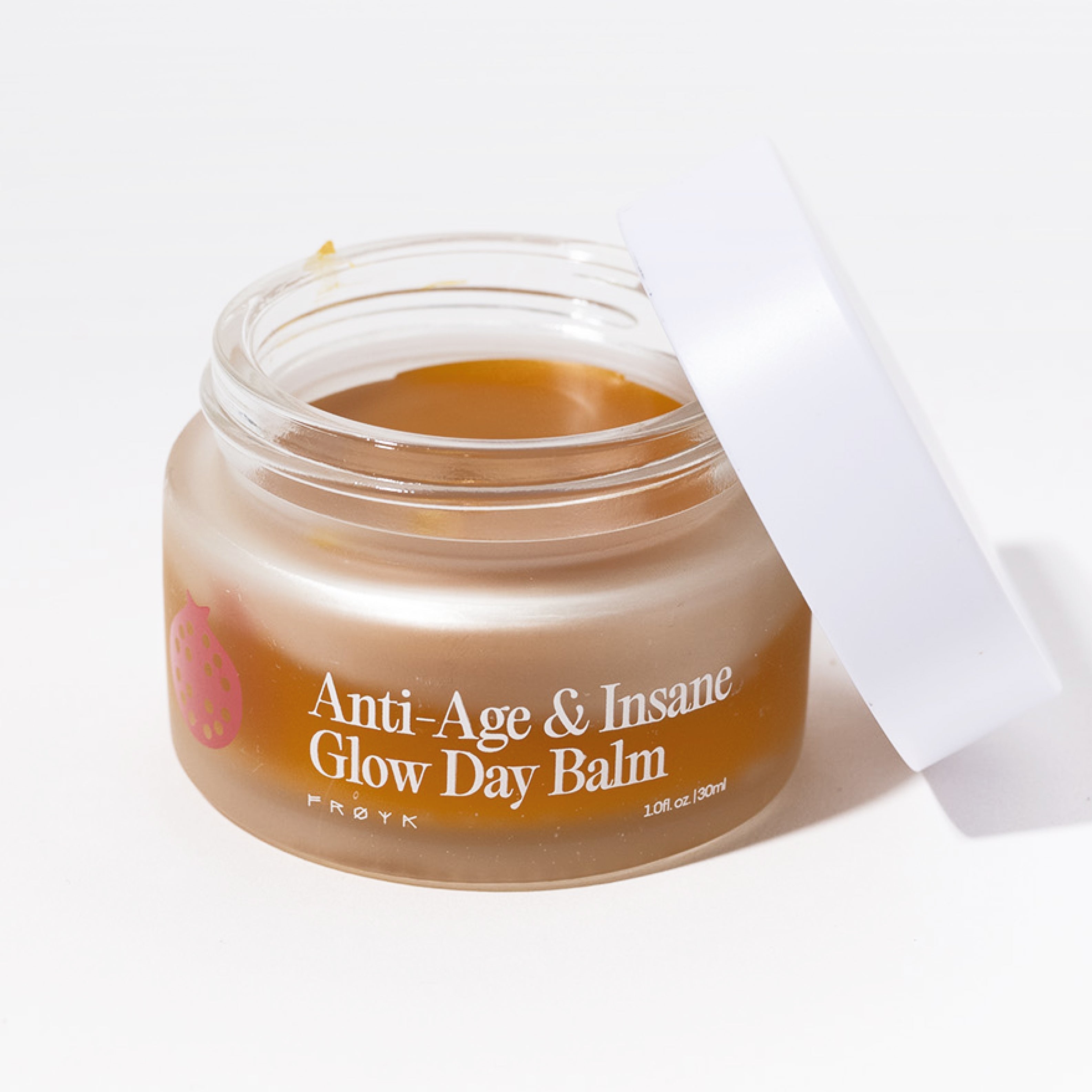Frøya Organics Anti-Age & Insane Glow Day Balm in glass jar with lid – organic anti-aging day balm front view
